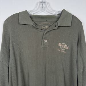 Vintage 90s Hard Rock Men's Long-sleeve Polo Shirt San Antonio Size XL